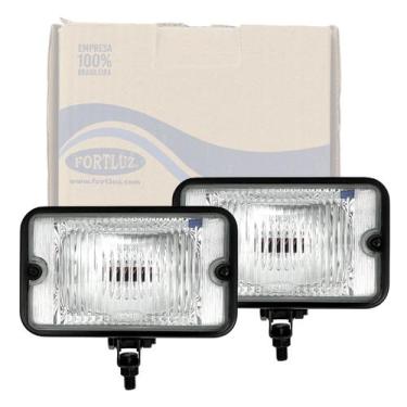 Imagem de 2 Farol De Milha Retangular Universal Lente Vidro Estriada - FORTLUZ