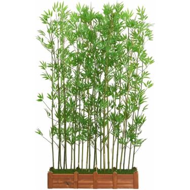 Imagem de Telas decorativas e divisórias de sala, cerca de privacidade de bambu artificial com base de madeira e folhas de poliéster, restaurante comercial, hotel, banco, escritório, pátio da igreja,