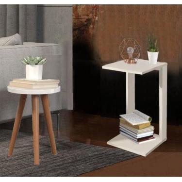 Imagem de Duas Mesinhas Redondas Madeira Canto Off White - Colomi