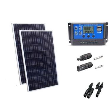 Imagem de Kit 2xpainel Placa Energia Solar 100w Controlador20a E Mc4 - Resun