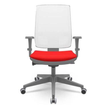 Imagem de Cadeira Brizza Diretor Grafite Tela Branca Assento Aero Vermelho Base 