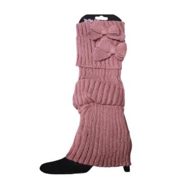 Imagem de Par de meia polaina inverno lã tricô feminina - ASIA, ÚNICO, Rosa