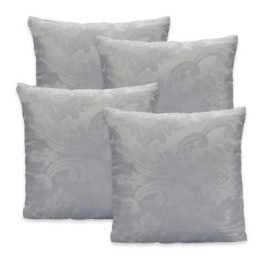 Imagem de 4 Capas Almofada C/ Zíper 40cmx40cm Jacquard Adamascado Luxo - Rafalor
