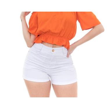 Imagem de Short Jeans Branco Feminino Cintura Alta Ref. 15656 - Docce Mulher, Br