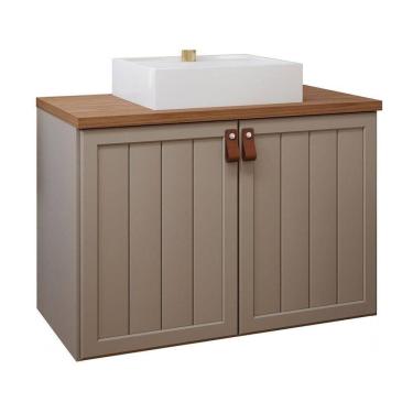 Imagem de Gabinete Para Banheiro 80cm 100% Mdf 2 Portas Alure Mgm Móveis Cappuccino/freijo Cappuccino/freijo