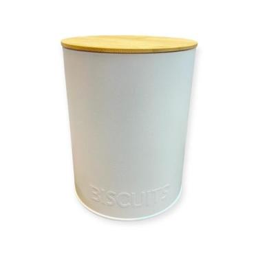 Imagem de Pote Lata Metal Brinox Porta Biscoitos Branco