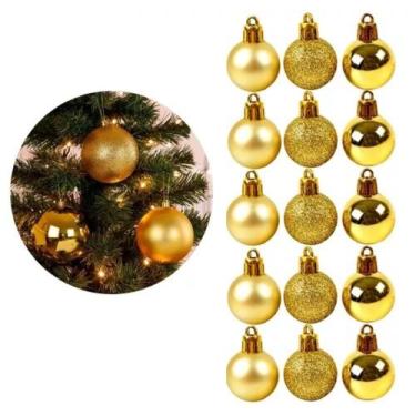 Imagem de Kit 15 Bolinhas de Natal 3cm Dourada - RIOMASTER