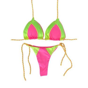 Imagem de Biquini neon vibes fio dental cordas - GZ, Rosa neon, Verde, M