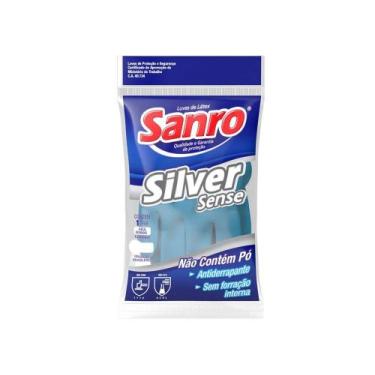 Imagem de Luva Latex Sanro Azul Silver Sense B M c/10pcs