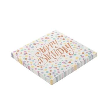 Imagem de Guardanapo de Papel Estampado Happy Birthday Bolinhas 32x32 cm Silver 