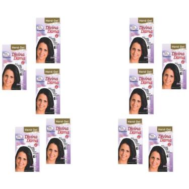 Imagem de Hene Em Gel Jaborandi 10x180gr Divina Dama Preto Forte (Preto Azulado)