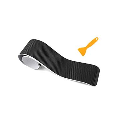 Imagem de Protetor de para-choque traseiro do carro, adesivo antiarranhões de fibra de carbono para proteger a borda da porta do carro, protetores de cobertura de guarnição de entrada da porta do peitoril do tronco, acessórios exteriores universais para a maioria dos carros, SUVs (preto)