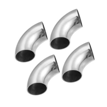 Imagem de Partuto 4 peças OD 1,5 polegadas 90 graus mandril curva cotovelo SS304 tubo de curva de aço inoxidável tubo de cotovelo de exaustão para carro sistema de escape modificado 3,8 cm tubulação tom prata