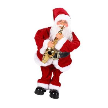 Imagem de shamjina Brinquedo musical de papai noel elétrico para crianças decoração de natal adorável presente de natal decoração para desktop festa favor barra, Tocando Saxofone
