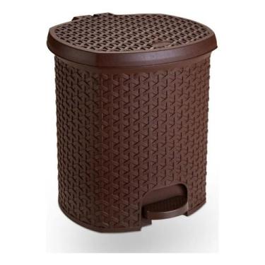 Imagem de Lixeira Pedal Rattan 6 Lts Cozinha Banheiro Escritorio Café - Plasnort