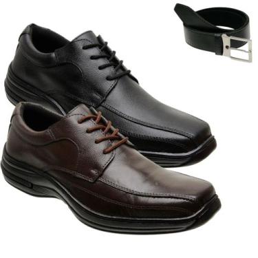 Imagem de Kit 2 Sapatos Sociais de Couro Masculino com Cinto Casual - Gmm Shoes,