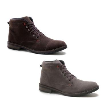 Imagem de Kit 2 Pares de Bota Masculina Bredeni Camurça, 39, Marrom, Cinza, Masc