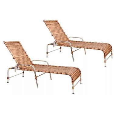Imagem de Kit 2 Espreguiçadeiras Catar em Alumínio Para Piscina Jardim Trama Ori