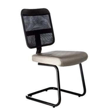 Imagem de Poltrona Secretária Base Fixa em S Linha Tela Mesh Bege - Design Offic