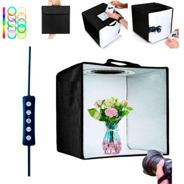 Imagem de Mini Estudio Fotográfico 40x40cm Dobrável Led 3 Tons 6 Cores - Photoes