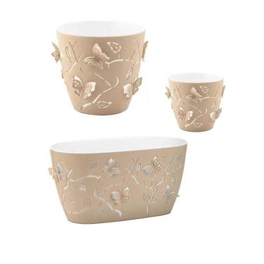 Imagem de Kit Vasos de Plantas Flores 3 Cachepots Decorativos P M G Floreira de Mesa Plástico Pla...