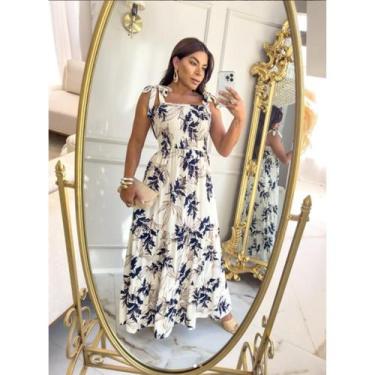 Imagem de Vestido Longo Feminino Com Bojo Estampado Borboleta Elastex - BC Girls