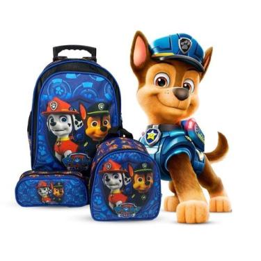 Imagem de Mochila Escolar Patrulha Canina Rodinhas com Lancheira termica e estoj