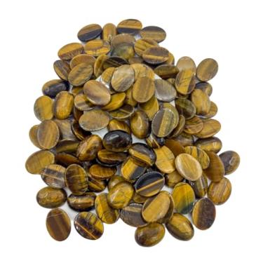 Imagem de Pedras de Aventurina - Cabochão 16x22 mm, Pedra Natural, Conjunto de 10 Peças (Olho de Tigre)