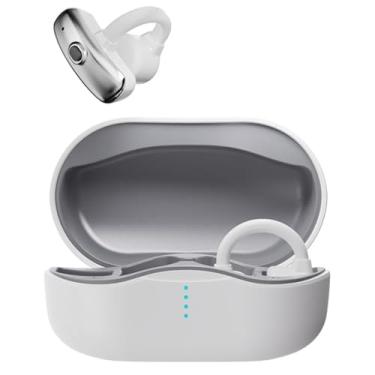 Imagem de Fones de ouvido de condução óssea, TWS Open Ear Clip Fone de ouvido sem fio Bluetooth com microfone para todos os telefones (Branco)