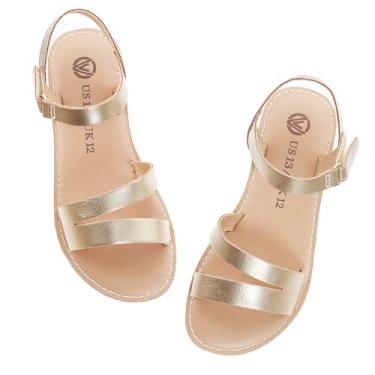 Imagem de FLYFUPPY Sandália plana unissex infantil, Prata, 4 Big Kid