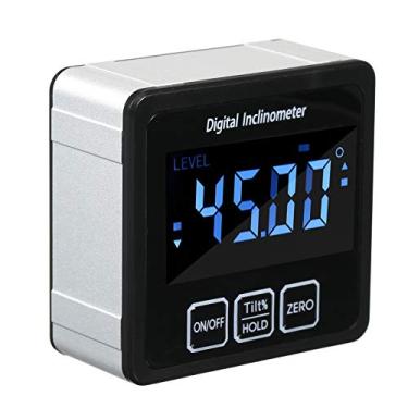 Imagem de Inclinômetro Digital, Inclinômetro Digital Com Faixa de Medição de Liga de Alumínio 4 * 90° para Carpintaria/construção/automóvel (Prata)