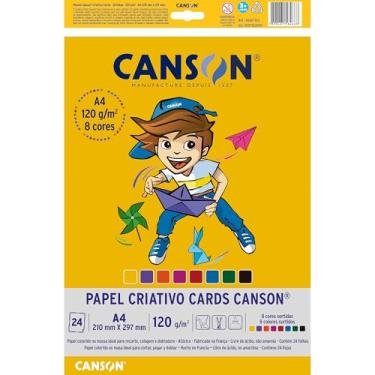 Imagem de Papel Colorido A4 120g/m², Canson, 66667163, Criativo Cards, 8 Cores, 24 Folhas