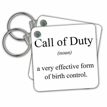 Imagem de 3dRose Call of Duty — Conjunto de 2 chaveiros de forma muito eficaz de controle de nascimento, 5,7 x 5,7 cm, conjunto de 2 (kc_173336_1)