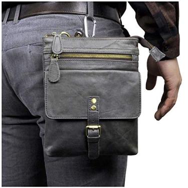 Imagem de Le'aokuu Bolsa de ombro masculina multifuncional moda casual transversal design de cintura cintura cintura cintura 6574, Grey 2, Medium