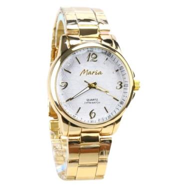 Imagem de Relogio feminino caixa banhado ouro dourado aço inox presente original casual moda social