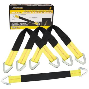 Imagem de XSTRAP STANDARD Pacote com 4 tiras de eixo de 91 x 5 cm com manga protetora e anel em D para garantir o transporte de carro, alças de amarração de eixo - 1,511 kg. Capacidade 10.000 resistência à ruptura
