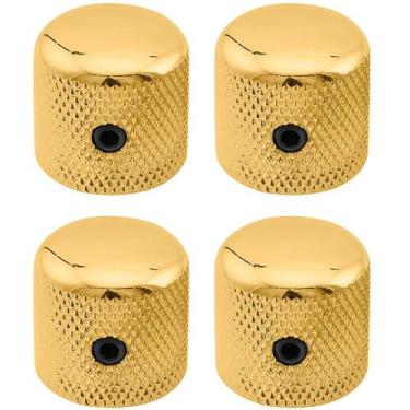 Imagem de Kit Com 04 Knobs Metal Para Guitarra e Contra Baixo Com Parafuso Doura