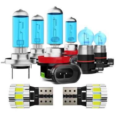 Imagem de ZPXGIZT Lâmpadas adequadas para GMC Acadia 2007-2012, lâmpada de farol de halogêneo de alto desempenho e combinação de luzes de matrícula, H7 H11 5202 Faróis de neblina de farol alto e baixo, luz