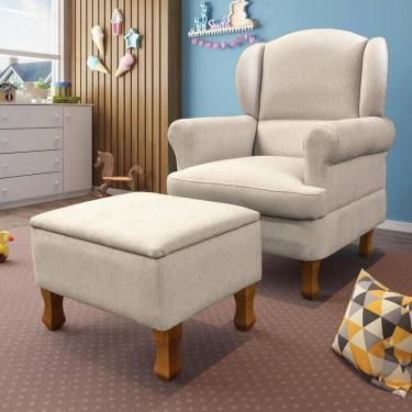 Imagem de Poltrona de Amamentação Pés Fixos e Puff Sabrina Phoenix Baby