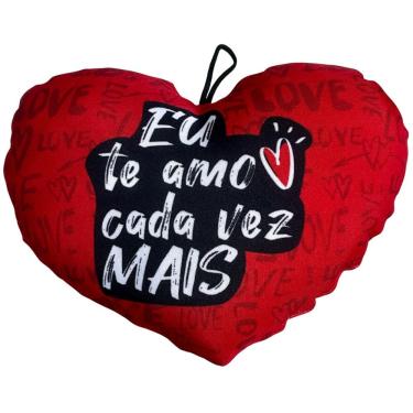 Imagem de Coracao De Pelucia Vermelho Almofada Romantica Todo Meu Amor è Teu - 29cm