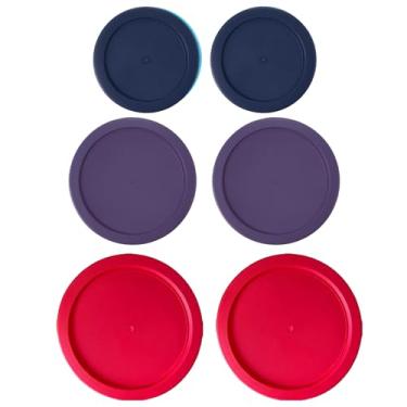 Imagem de MRX Solutions Tampas Para Recipientes Pyrex (2) Azul-Marinho De 2 Xícaras (2) Roxo De 4 Xícaras (2) Vermelho-Escuro De 7 Xícaras