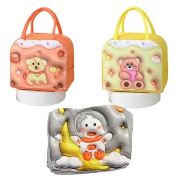 Imagem de Kit 3 Lancheiras Infantil De Desenho Animado Portátil Lancheira Portát