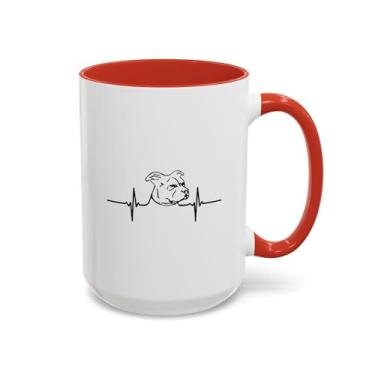 Imagem de Caneca de café Pit Bull Heart Bear - Presente para donos de cães Pit Bull, presentes para amantes de animais, design de batimento cardíaco