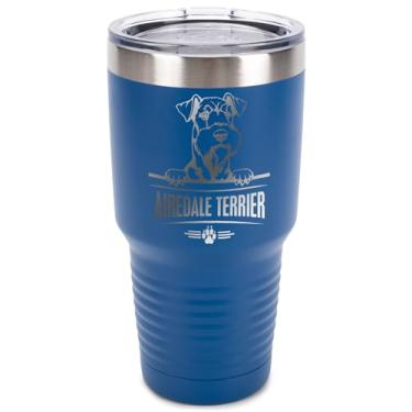 Imagem de 100 North Airedale Terrier Copo isolado de aço inoxidável de 850 g azul royal com tampa transparente