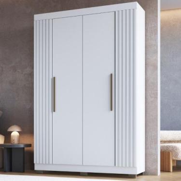 Imagem de Guarda Roupa Solteiro Ripado 4 Portas com Pés Flórida Faimec, Branco