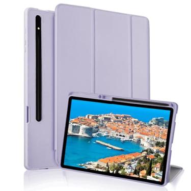 Imagem de Capa para Samsung Galaxy Tab S8 Plus 2022 / S7 FE 2021 / S7 Plus 2020 12,4 polegadas com suporte duplo para caneta S, capa protetora fina para tablet, visualização em vários ângulos despertar/hibernar