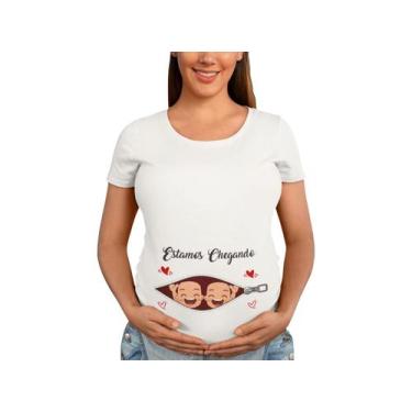 Imagem de Camiseta Gestante Gêmeos Estamos Chegando Papai Chá De Bebê Grávida Br