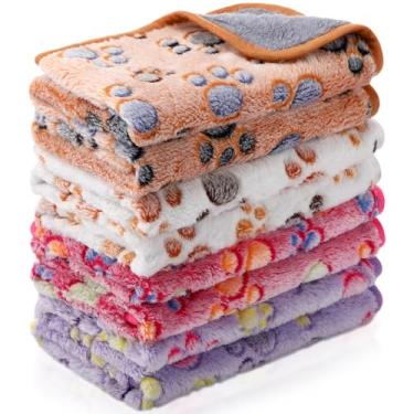 Imagem de Cobertores impermeáveis para porquinho-da-índia, 4 peças, laváveis, animais pequenos, roupa de cama absorvente, forro de gaiola de porquinho-da-índia, reutilizável, almofada de xixi para animais de estimação, capa para tapete de dormir para furão de hamster (estampa de pata, 45 x 33 cm)