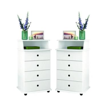 Imagem de Kit de 2 Mesas de Cabeceira Lux ll Branco - CasaH