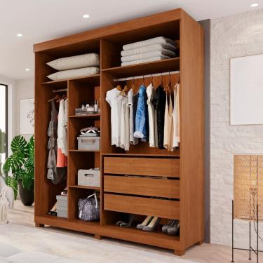 Imagem de Guarda-roupas Closet Casal 3 Gavetas com Pés Blumenau Cinamomo